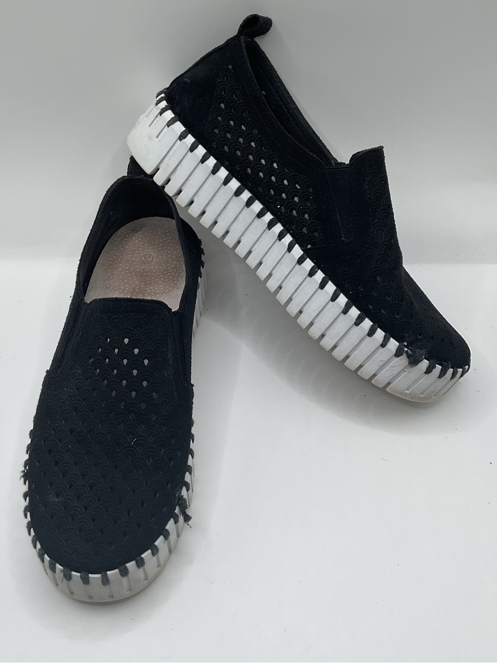 Ilse Jacobsen Hornbaek Tulip Black Perforated Slip-On Shoes